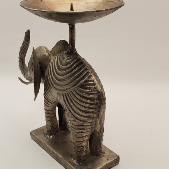 Beautiful Indo Greek Ancient Elephant Bronze Silver Candle Holder 6" H , India - Picture 5 of 14